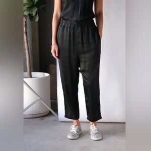 Nili Lotan Safi Drawstring Pants Jet Black Size XS